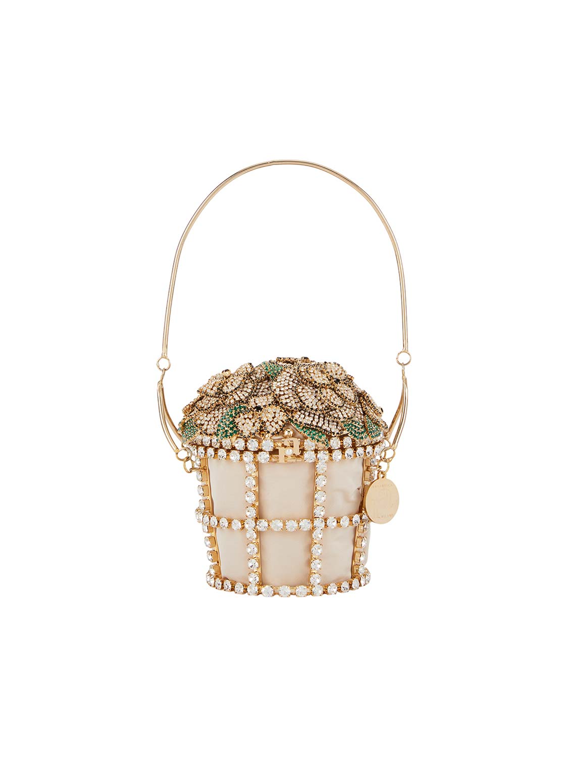 Basket of Roses crystal-embellished gold-tone clutch