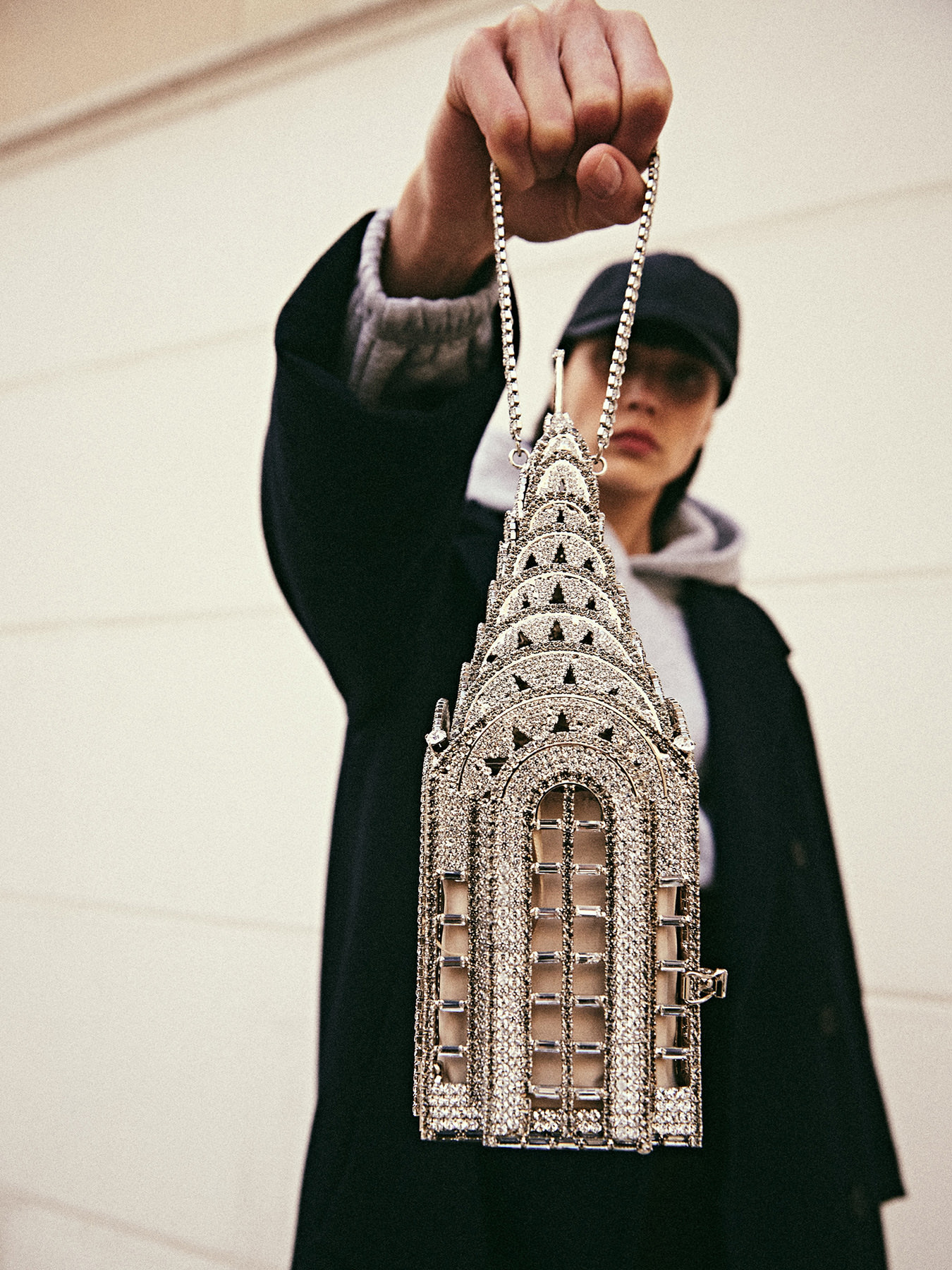 Rosantica Crystal-embellished Chrysler Building Bag in Metallic