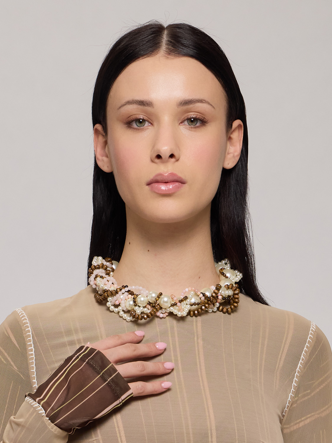 ROSANTICA: Fuji Necklace Pink Brown